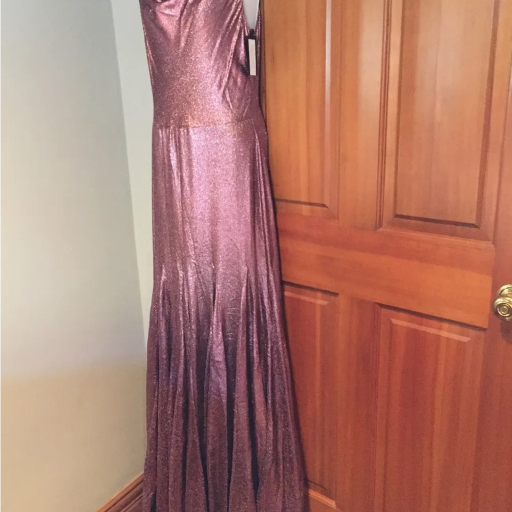 VERA WANG Couture Fluid Shimmer SLEEVELESS COWL NECK FULLY LINED GOWN sz 4  38